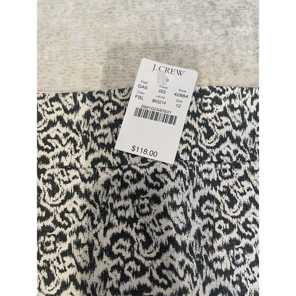 NWT‎ J Crew Pencil Skirt Size 12 Straight Knee Black & White Ikat $118 - Picture 2 of 6